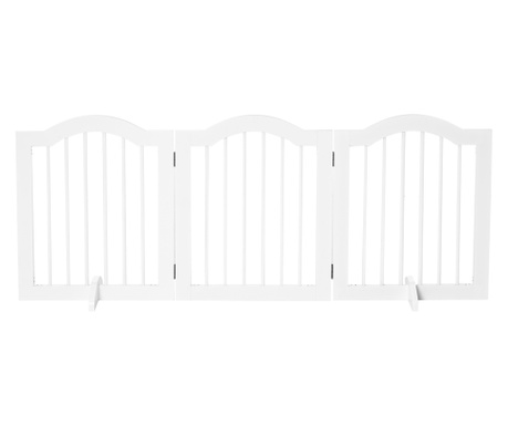 Gard pliabil pentru caini din lemn cu 3 sectiuni , 154,5x29,5x61cm, alb