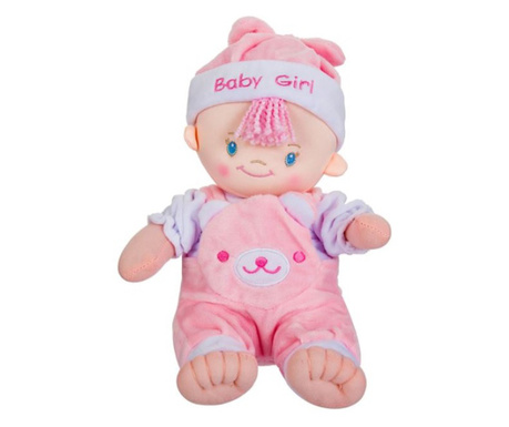 Jucarie din plus Papusa roz Baby Girl pentru copii sau familie, 25 cm