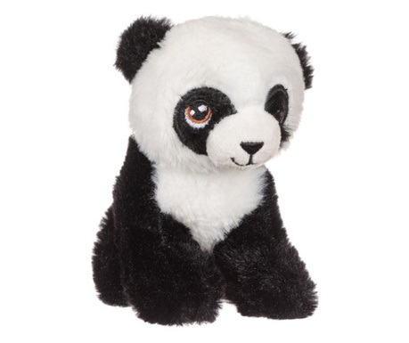 Ursulet panda din plus, moale si catifelat, 9x11x15 cm, alb cu negru