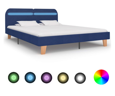 LED рамка за легло, синя, 160х200 см, плат