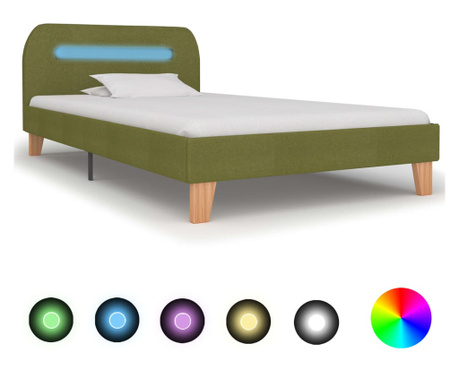 LED рамка за легло, зелена, 90 х 200 см, плат