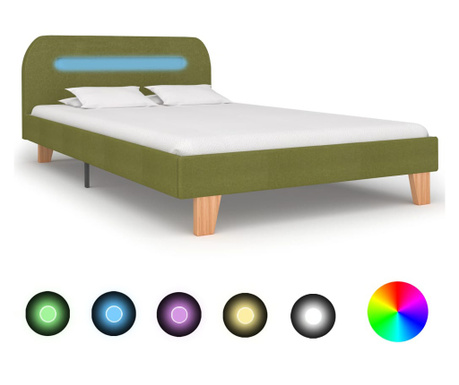 LED рамка за легло, зелена, 120 х 200 см, плат