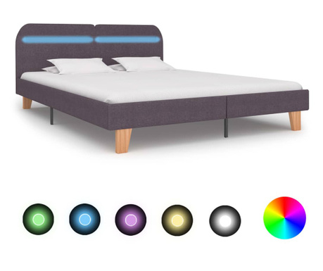 LED рамка за легло, таупе сива, 160х200см, плат