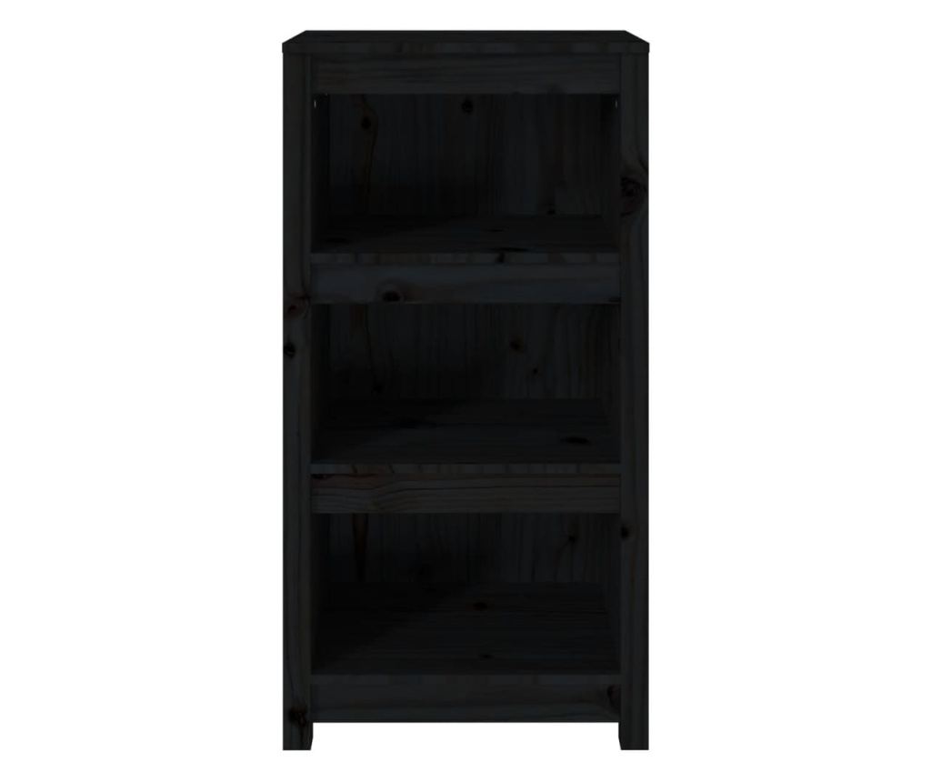 Βιβλιοθήκη, μαύρη, 50x35x97 εκ., μασίφ ξύλο πεύκου - 5