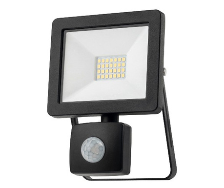 Reflector cu Senzor de Miscare, IP65, Putere de 20W, Lumina Alba, Usor, Negru