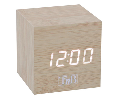 TNB JOY fa borítású kocka alakú LED kijelzős ébresztőóra (TNB112151)