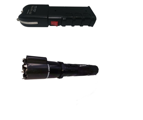 IdeallStore® önvédelmi készlet, Elektrosokk lézerrel, zseblámpa és többfunkciós Electroshock 928