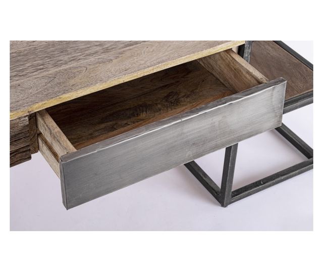 Stolik kawowy Manchester z drewna i stali 118x70x45 cm