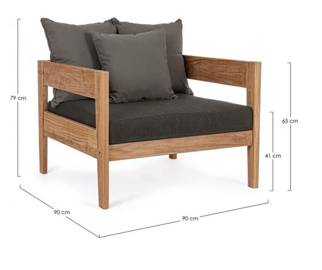 Fotel barna faszürke textil Kobo 90x90x79 cm