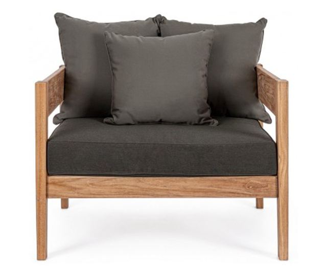 Fotel barna faszürke textil Kobo 90x90x79 cm