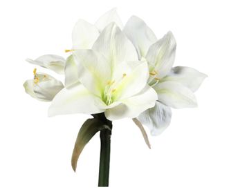 Amaryllis artificial la fir, alb, inaltime 56 cm