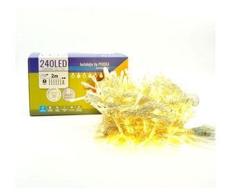 Instalatie Craciun eMazing, tip perdea, 2 m X 2 m, 240 LED-uri, prelungitor 1.5 m, 8 jocuri de lumini, interconectabil, fir tran