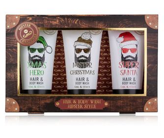 Set pentru barbati Craciun Hipster Style XMAS, 3 Gel de dus 2&1 100ml