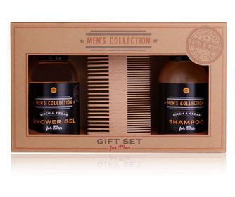 Set cosmetice pentru barbati Gift MEN'S COLLECTION cu Gel de dus 100ml, Sampon 100ml si pieptene de lemn