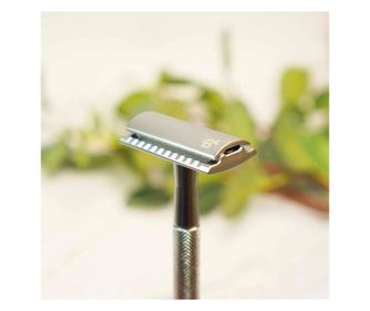 Aparat de ras clasic din otel inoxidabil Safety Razor Matte Silver si set de 20 lame