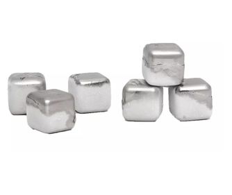 Set 6 cuburi pentru racire bauturi, din otel inoxidabil, Gonga® Argintiu