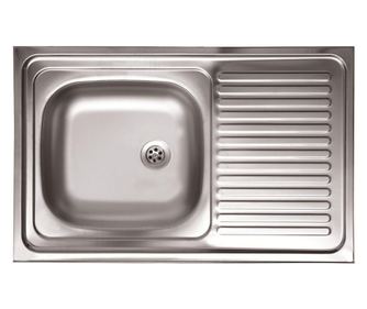 Kromevye EC116D Ανοξείδωτος Νεροχύτης Κουζίνας από Λινό Υλικό με Αντίσταση στα Άλατα, 1 Γούρνα, 500 x 800 mm