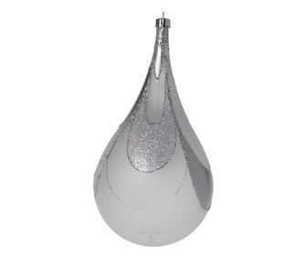 Glob Picatura 100mm opalin decor Meza Onda cu glitter argintiu