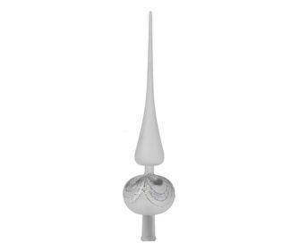 Varf de brad Onda transparent decor argintiu 30 cm