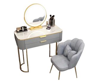 Set ženski toaletni stolić i LED ogledalo, 80x76h cm, siva boja