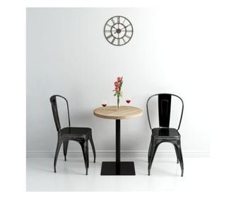 Bistroasztal, MDF és acél, kerek, 60x75 cm, tölgy színű