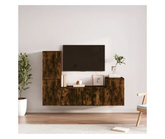 TV omarica, komplet, 4 kosi, dimljen hrast, konstruiran les