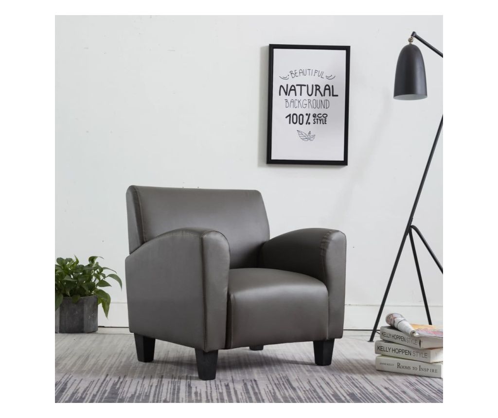 Fotoliu, gri, piele ecologică