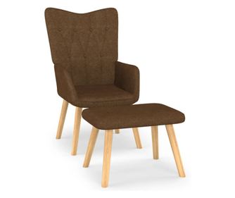 Sedežna garnitura za sprostitev s taburejem, rjava, tekstilni material