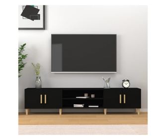 Comodă TV, negru, 180x31,5x40 cm, lemn prelucrat