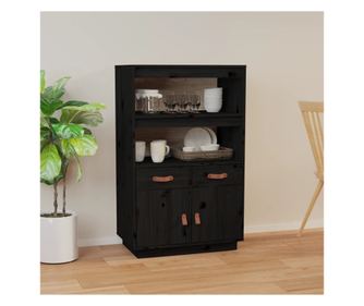 Visok omar, črn, 67x40x108,5 cm, masivno borovo leso