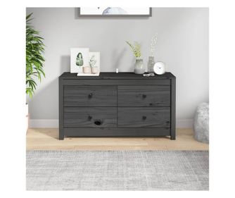 Dulap lateral, gri, 100x40x54 cm, lemn masiv de pin