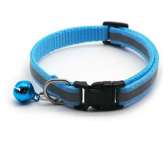 Zgarda reflectorizanta pentru pisica sau caine, cu clopotel, reglabila - Bleu