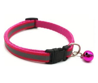Zgarda reflectorizanta pentru pisica sau caine, cu clopotel, reglabila - Fucsia