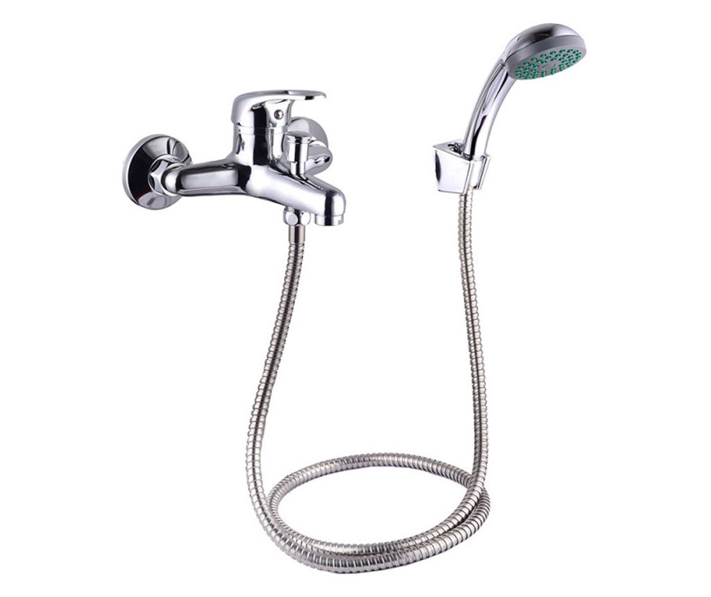 Rosberg Water Mixer with Shower R57100AZ2F, Horizontal, Wall Mount, Silver