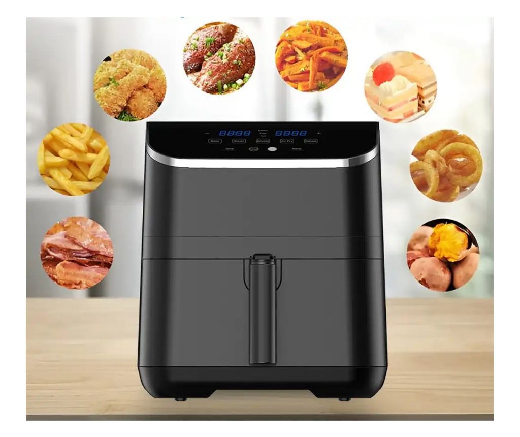 Фритюрник с горещ въздух Midea MF-CN55D2, 1700W, 8 програми, 4.8L, DUALCYCLONE Rapid Air технология, Таймер, Черен - 3