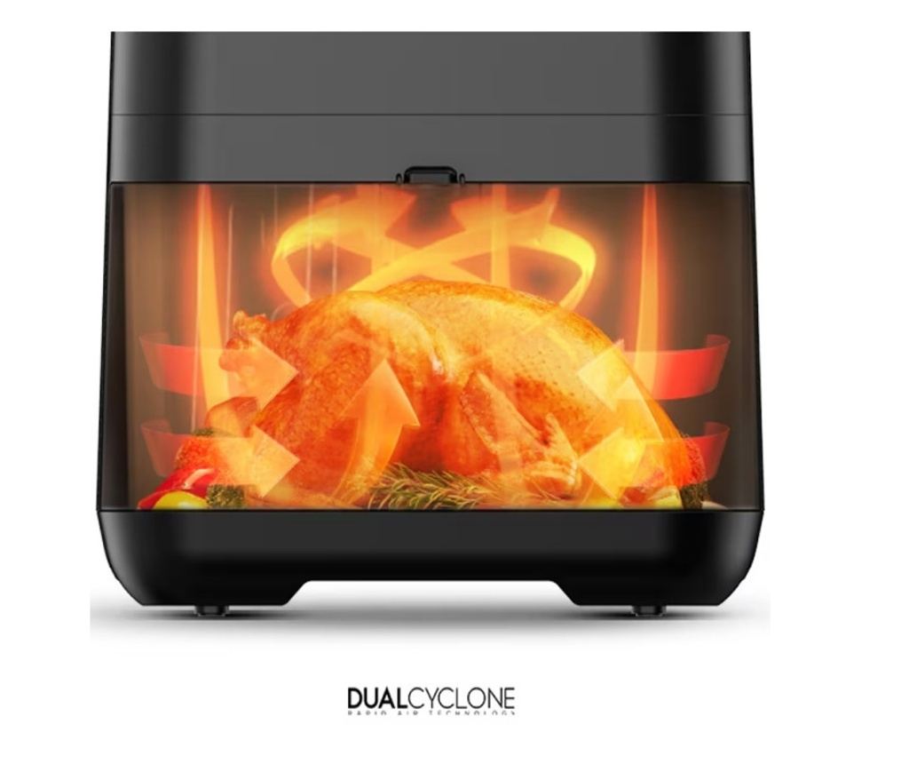 Фритюрник с горещ въздух Midea MF-CN55D2, 1700W, 8 програми, 4.8L, DUALCYCLONE Rapid Air технология, Таймер, Черен - 2