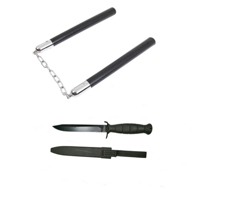 Комплект ловен нож 29 см и nunceag 31 см IdeallStore®, черен