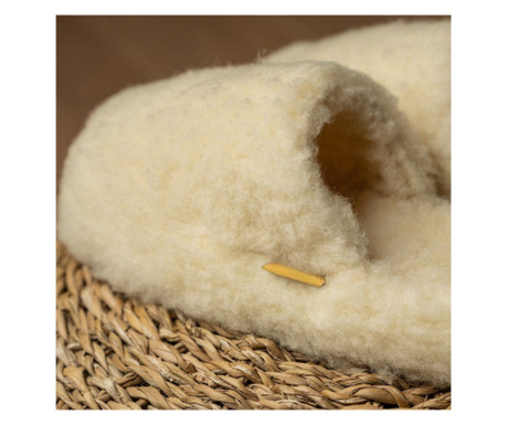Papuci de casa pentru barbati din lana pura, 100% naturala, marime 42-45 EU, albi