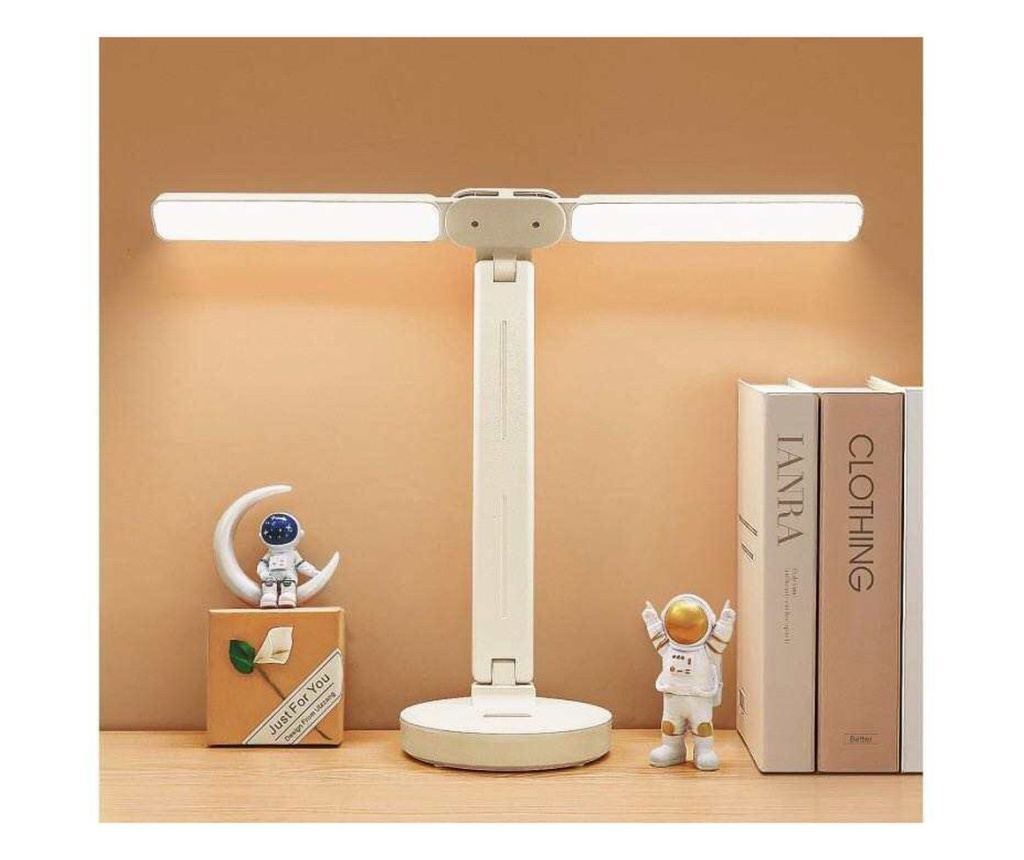 Lampa birou LED Fixxia F3, 2 brate, incarcare USB, touch, control luminozitate, lumina calda, neutra, rece, si felicitare de sez - 5