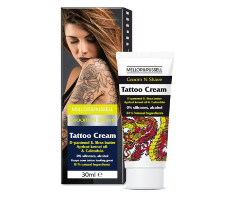 Crema hidratanta pentru ingrijirea zonelor tatuate Mellor & Russell Tattoo cu D-Pantenol si unt de Shea 40ml