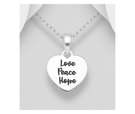 Pandantiv din argint Love, Peace, Hope