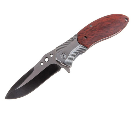 Автоматичен ловен нож IdeallStore®, 22 см, неръждаема стомана, кафяв