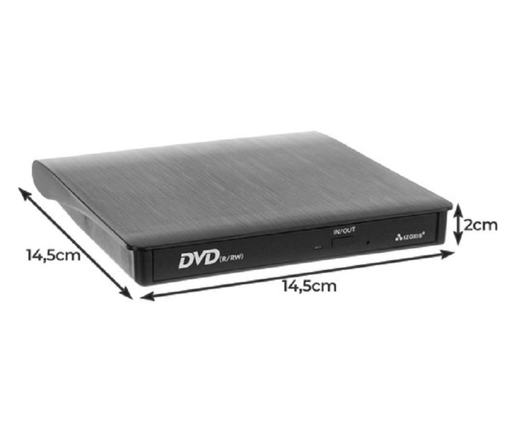 Unitate externa CD/DVD-reader, CD-writer, IZOXIS, USB 3.0 Negru