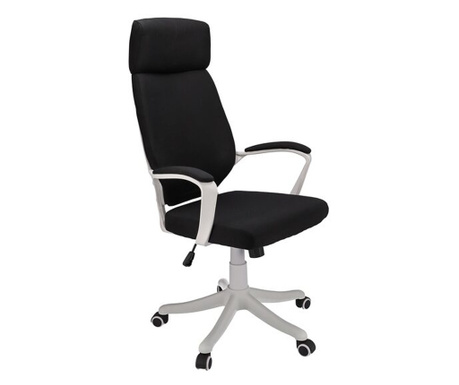 Irodai szék, Jumi, forgó, billenthető funkció, textil, fekete-fehér, max 120 kg, 64x65x111/120 cm
