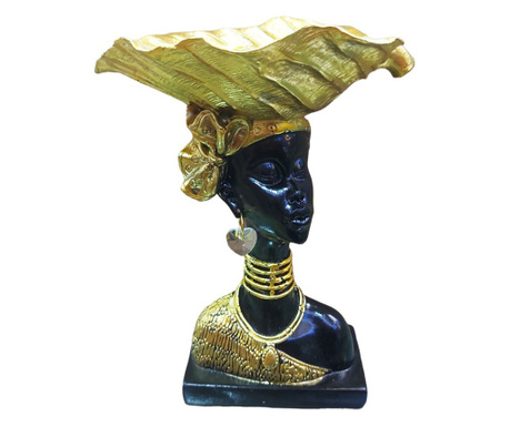 Ornament decorativ, Africana cu suport pentru bijuterii, Auriu, 22 cm, LY231906