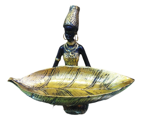Ornament decorativ, Africana cu suport pentru bijuterii, Auriu, 19 cm, LY231907