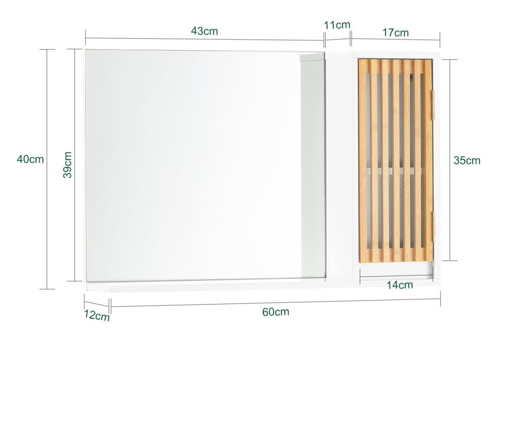SoBuy jeftina kupaonska zrcala, Jeftina ogledala za kupaonicu, ogledala u kupaonici za zidnu montažu BZR128-W - 2