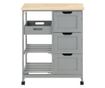 SoBuy Kuhinjski voziček Kuhinjska omarica s 3 predali in 1 košaro FKW79-HG