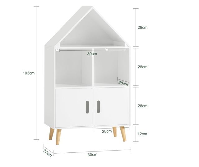 SoBuy Bogreol za djecu, dječja garderoba, Dječja garderoba s klupom KMB58-W