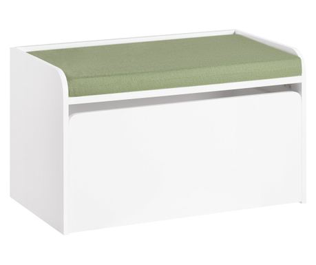 SoBuy KMB80-W Dětská truhla na hračky Lavice Úložný prostor na hračky Bílá 60x35x34cm
